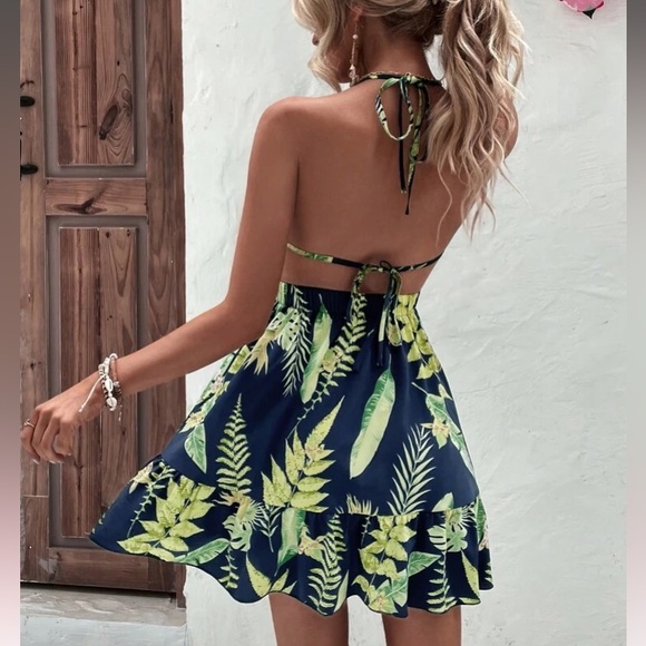 Sexy floral tropical print cutout tie back dress - Picture 5 of 6